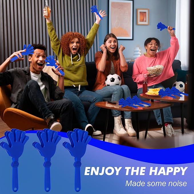 20 Pcs Hand Clappers Noisemakers 7.5 Inch Clappers Noisemakers Plastic Hand Clappers for Birthdays Game Football Sporting Events Cheers Supplies Dance Basketball Football Noisemakers(Blue and White)