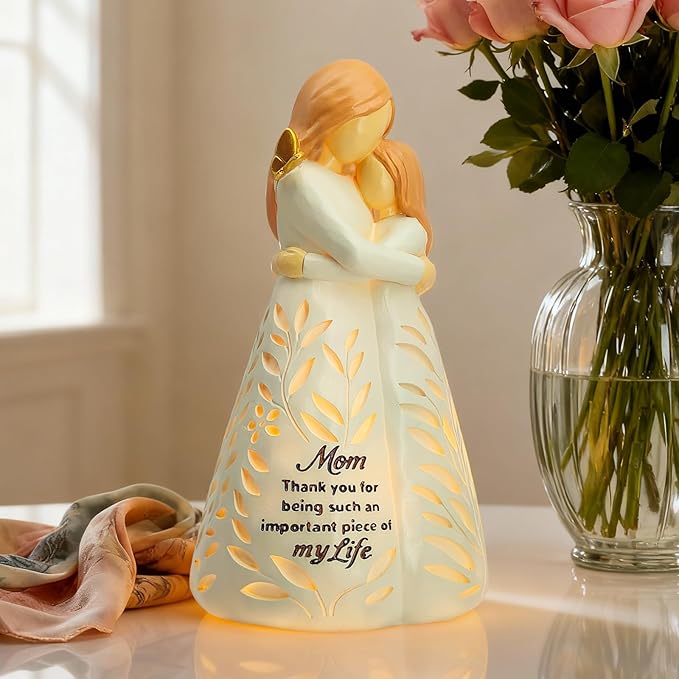 Mom Birthday Gifts from Daughters - Mom and Daughter Figurine Light with Remote, Mother of The Bride Gifts - Mother Daughter Gift for Christmas, Thanksgiving (No Batteries Included)