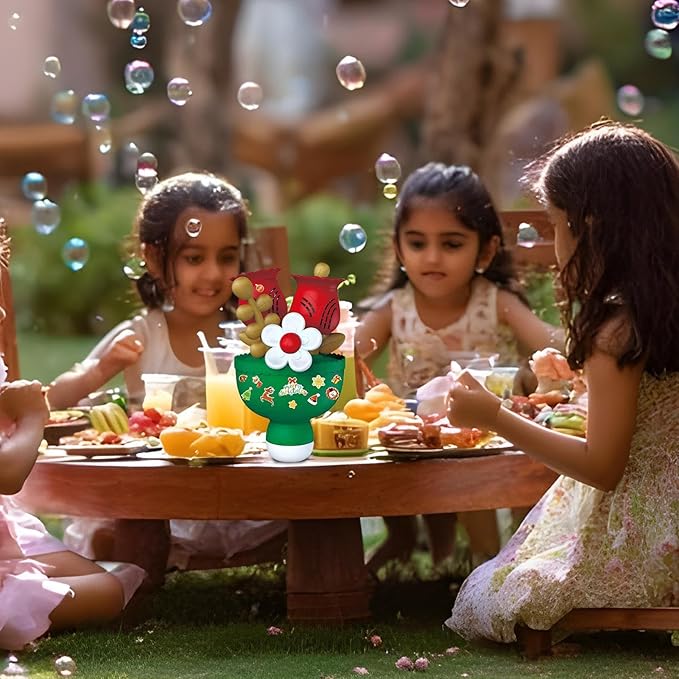 Automatic BubblesMachine, Bouquet Shape Indoor BubblesBlower, Portable BubblesMaker with Colorful Lights, Durable Material, Birthday Party School Park Playground Decoration