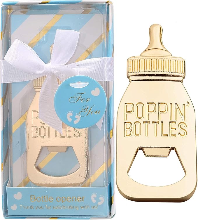 24 Pack Baby Shower Favors for Guest Bottle Opener Baby Shower Souvenirs Bottle Opener for Baby Birthday Party Souvenirs Return Gifts Party Decoration (Blue, 24)