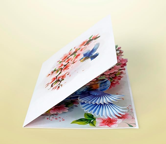 CUTPOPUP Birthday Card Pop Up, Mothers Day Card Pop Up, 3D Birthday Greeting Card, Mother's Day for Women, Mom, Wife, Grandma, Daughter (Robin Cherry)