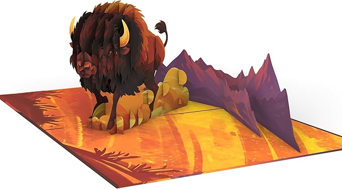 iGifts And Cards Be Bold Be Brave Be Wild Bison Pop Up Card β 3D Buffalo Mountain Scene for Graduation, Promotion, New Job β Encouragement Gift for Men, Nature Lovers, Adventurers β 6βx8β w/Notecard