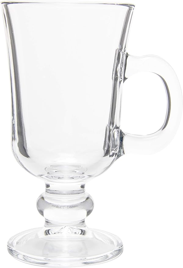 Red Co. Original Footed Clear Glass Irish Coffee Mug, Set of 6-7.75 Ounce