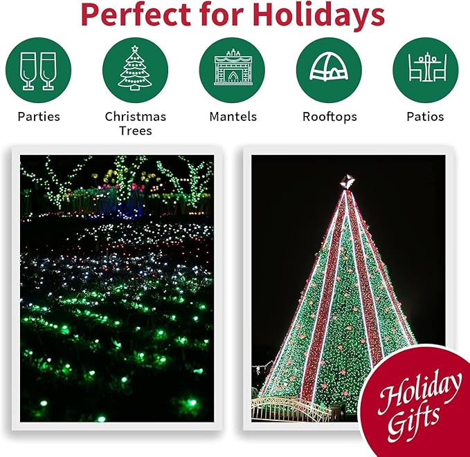 LAMPHOME 100 Count St. Patrick's Day Mini String Lights - 21.6FT LED Christmas Lights, Mini led Lights for Indoor Outdoor Home Holiday Party Wedding Independence Day Decoration