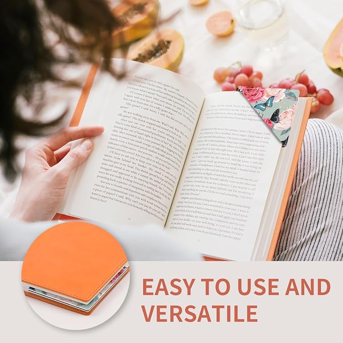Cute Leather Bookmarks, Fun Triangle Making Corner Bookmark, Book Accessories for Reading Book Lovers, Unbreakable Page Markers for Women Men Cute Flower and Butterfly