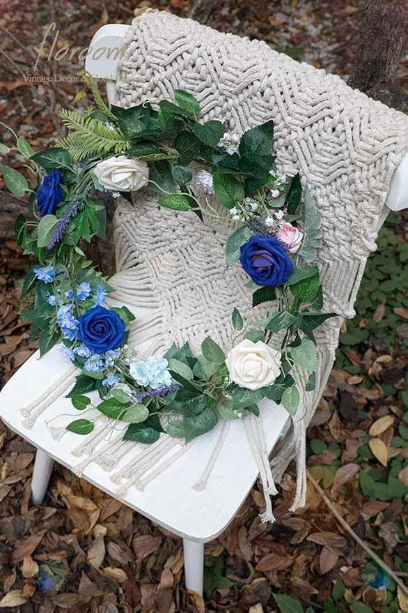 Floroom Artificial Flowers 50pcs Real Looking Royal Blue Foam Fake Roses with Stems for DIY Wedding Bouquets Bridal Shower Centerpieces Floral Arrangements Party Tables Home Decorations