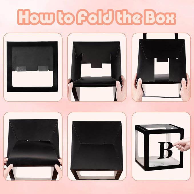 Baby Boxes with Letters for Baby Shower Decorations with 4 Balloon Boxes for Gender Reveal Halloween Decorations(Black)