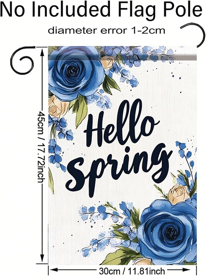 Starlit Patio Hello Spring Floral Garden Flag 12x18 Vertical Double Sided Colorful Flowers Summer Farmhouse Holiday Outside Decorations Yard Flag Floral Yard Outdoor Flag
