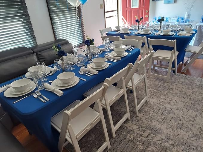 FORLIFE Spandex Table Covers,Fitted Tablecloth for Rectangular Tables, Stretch Patio Table Covers, Universal Spandex Table Cover for Wedding, Banquet, Party (6ft, Royal)