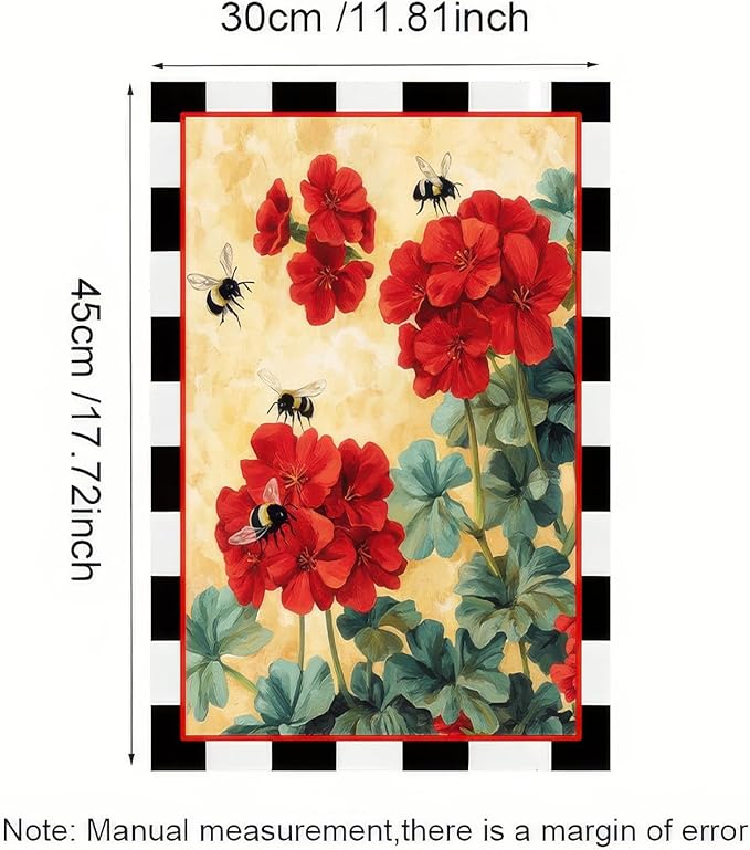 BlissYard Spring Garden Flag Welcome Spring Geranium Decorative Yard Flag 12 x 18 Inch Double Sided Bee Red Floral Small Flags Hello Spring Summer Farmhouse Home Outdoor Decoration