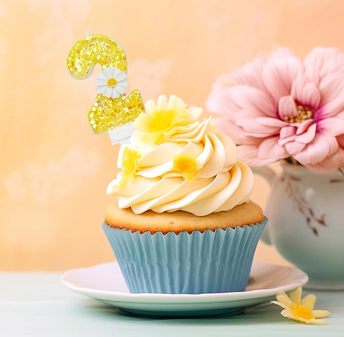 Birthday Candle 0, Yellow Flower Number 0 Candle for Cake Theme Party Supplies