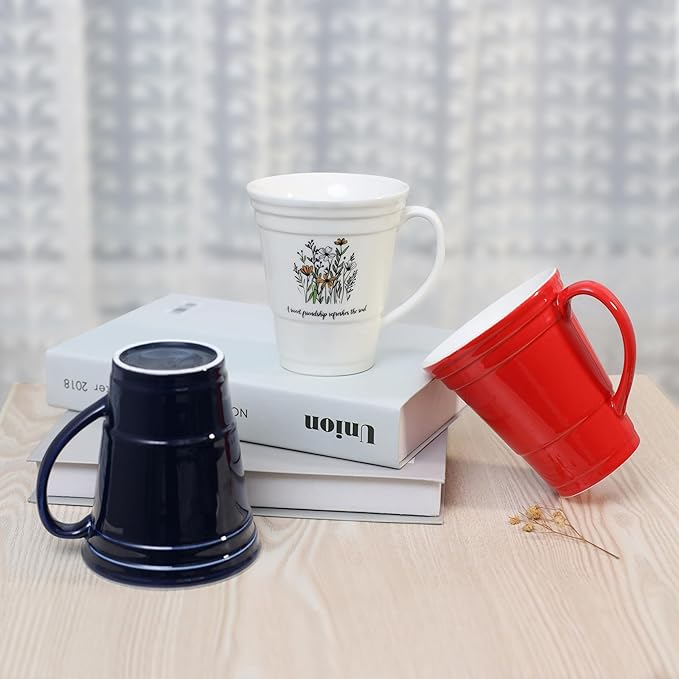 HOME SMILE Novelty Coffee Mug for Women Office Work,Ceramic 14 oz Large Coffee Cup,Valentines Birthday Gifts for Mom Female Friend Coworker,Red,Microwave & Dishwasher Safe
