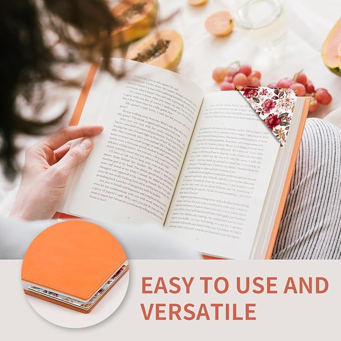 Cute Leather Bookmarks, Fun Triangle Making Corner Bookmark, Book Accessories for Reading Book Lovers, Unbreakable Page Markers for Women Men Colorful Cute Flower