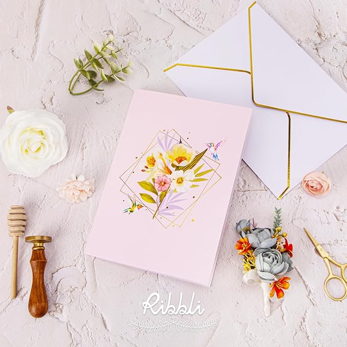 Ribbli Mothers Day Card, Light and Musical Mothers Day Card, Pop Up Happy Mother's Day Gift, 8.3"x5.8" with Envelope