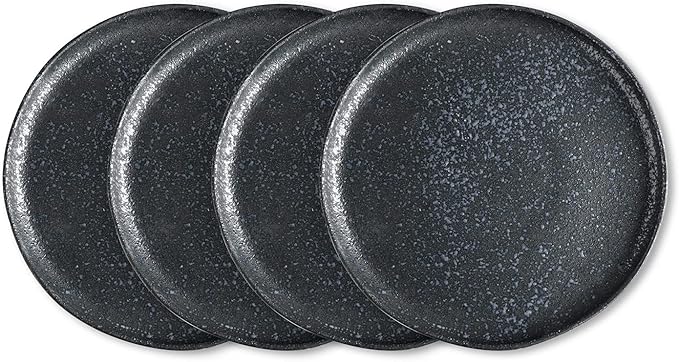 Stone Lain Stoneware Dish Set, 4 Salad Plates, Tom - Black and White