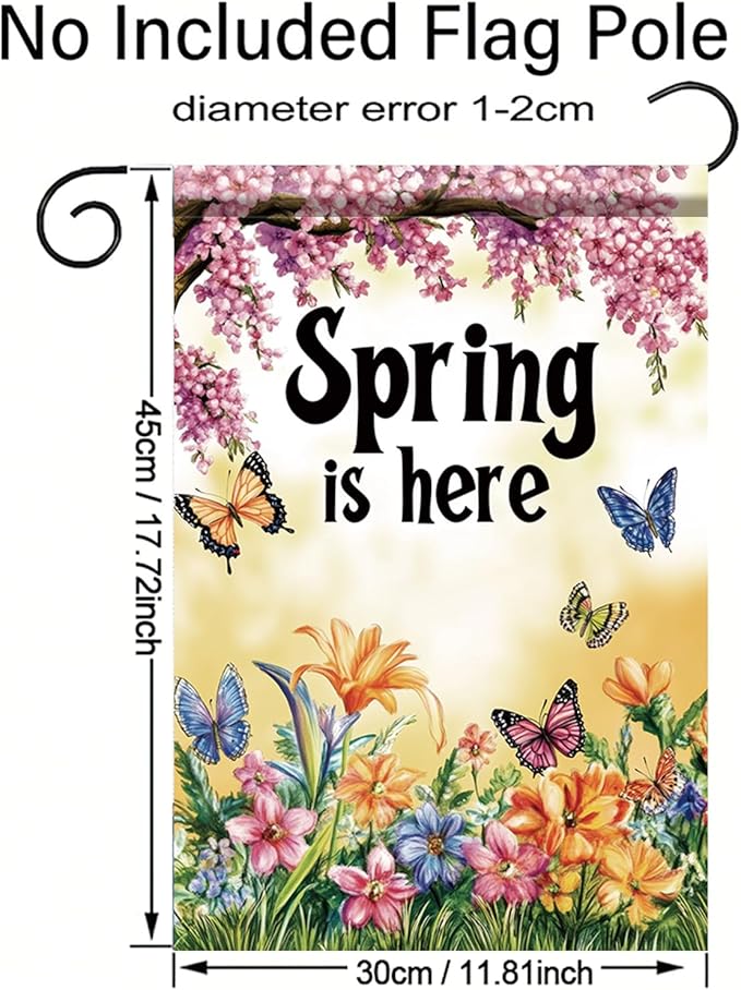 Starlit Patio Welcome Spring Garden Flag Flower Spring Is Here Garden Flag Double Sided 12x18 Inch Floral Small Summer Yard Outdoor Flag Outside Home Decor Home Patio Seasonal Decoration
