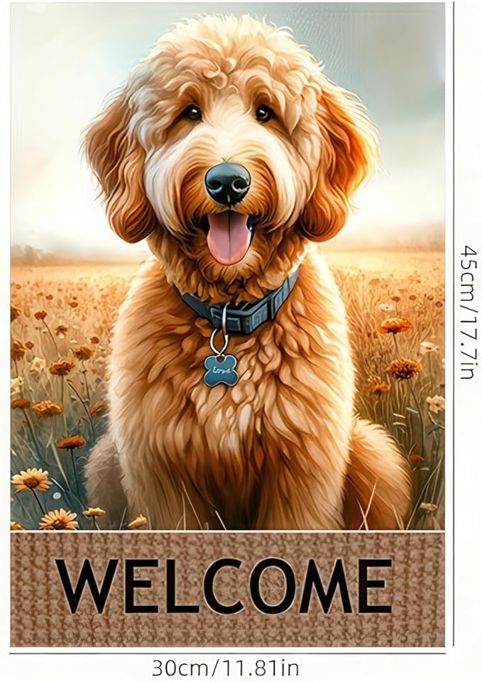 BlissYard Welcome Garden Flag Spring Summer Dog Welcome Garden Flag 12x18 Inch Double Sided Smiling Puppy Rustic Outdoor Yard Lawn Porch Decor Banner