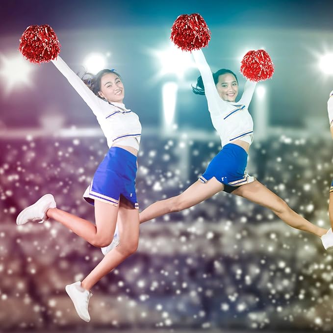 Yunsailing 96 Pcs Homecoming Noisemakers Team Spirit Accessories for Game Day Include Hand Clappers Cheerleading Pom Pom Thunder Stick Cheer Party Blower Plastic Whistle for Sport Fans(Red)