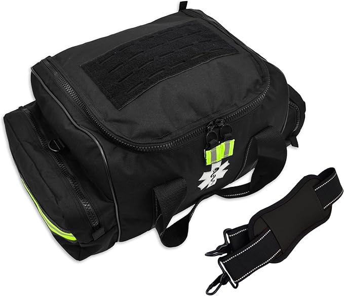 Lightning X Products Lightning X Pre-Stocked EMS/EMT Trauma Kit w/ Large First Responder Bag & 256 Aid Medical Supplies - Black