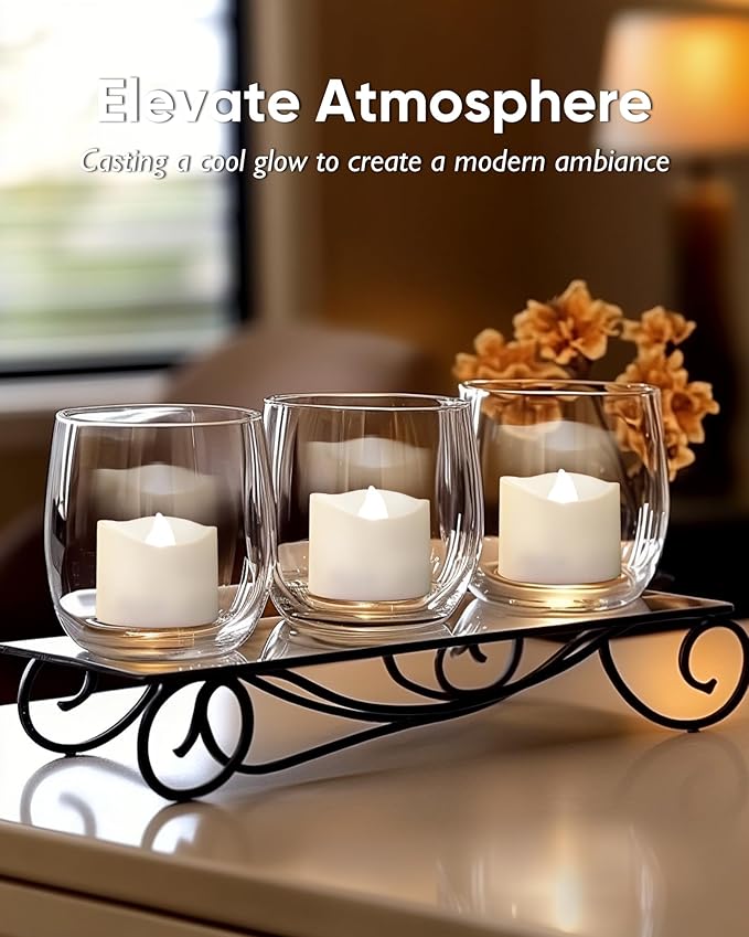 Homemory Cool White Flameless LED Tea Lights Candles, 200+Hour Battery Operated Fake Electric Votive TeaLights for Christmas, DIY Mood Lighting, Party, Holiday, Funeral, Home Decor, 24-Pack