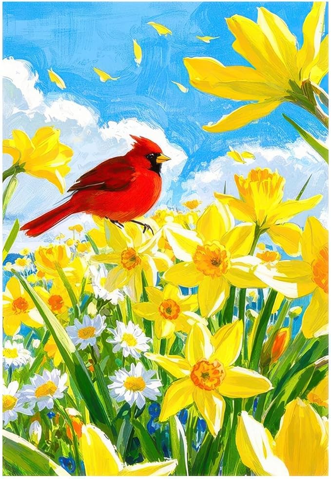 BlissYard Welcome Spring Garden Flag 12x18 Double Sided Cardinal Hummingbird Seasonal Small Flags For Outside Outdoor Decor Yard Farmhouse Holiday Spring Summer Decorations Yard Flags