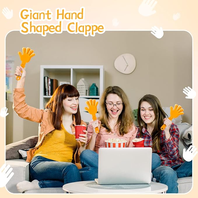 24 Pcs Orange Hand Clappers 7.5 Inch Clappers Noisemakers Noise Makers Party Favors Plastic Party Clapper for Sporting Events Cheers Ball Dance Basketball Football Noisemakers(Orange)