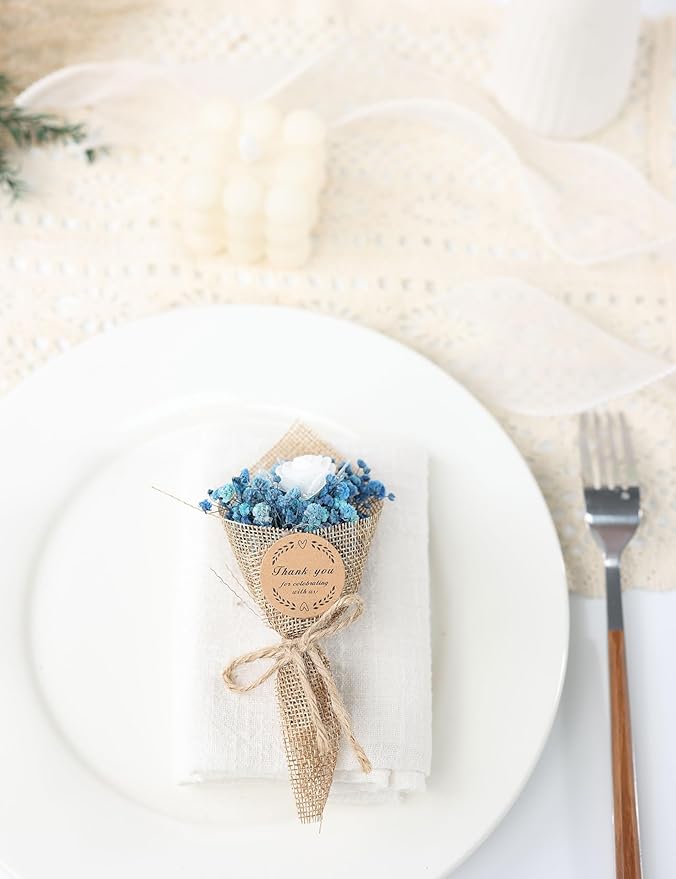 20-Piece set Mini Magnet Dried Flowers Bouquet for Wedding Favors for Guests, Baby Shower Party Favors, Bridal Shower Gifts, Baptism, Thank You Favor. (navy blue)