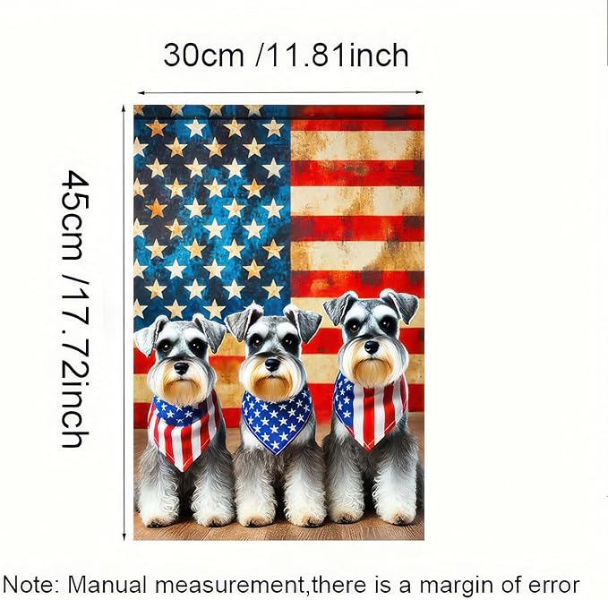 BlissYard Patriotic Schnauzer American Flag Dog Garden Flag 12x18 Inch Double Sided 4th of July American USA Yard Small Flag Outdoor Outside Memorial Day Independence Day Farmhouse Decorations
