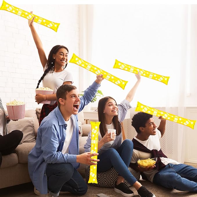 Hungdao 100 Pcs Thunder Sticks Spirit Boom Sticks Cheerleading Football Noise Makers Inflatable Noisemakers for Party Dance Basketball Sporting Event