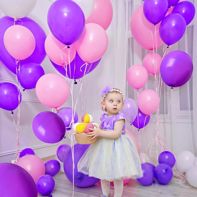 Purple Balloons 100 Pack 12 inch Thicken Latex Matte Purple Balloons for Halloween Birthday Party Weddings Decorations