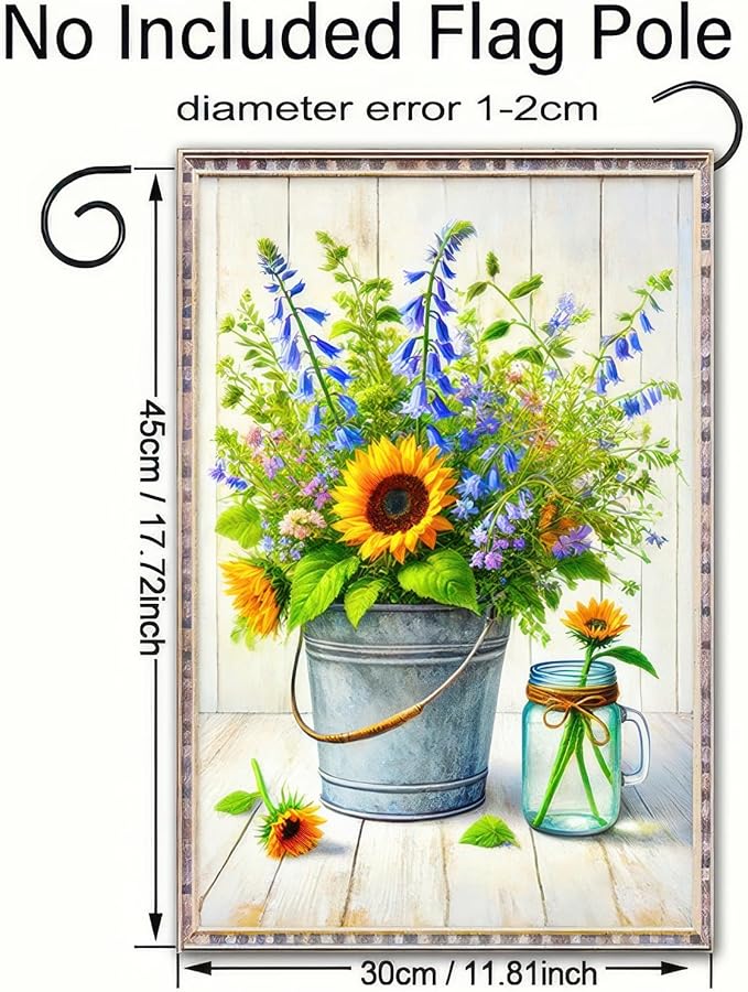 BlissYard Welcome Garden Flag Double Sided 12x18 Hello Spring Sunflower Design Yard Flag Seasonal Flower Yard Outdoor Flag Spring Summer Decorations Lawn Rustic Outdoor Decorative Flag