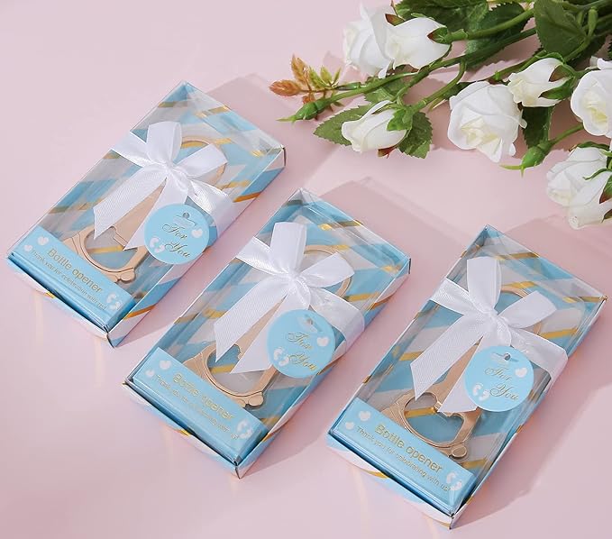 24 pcs Bear Bottle Opener Baby Shower Favors,Baby Shower Return Gifts for Guest Baby Shower Souvenir Supplies Parent to Be Party Souvenirs Gift with Exquisite Packaging Decorations (24, Blue-M)