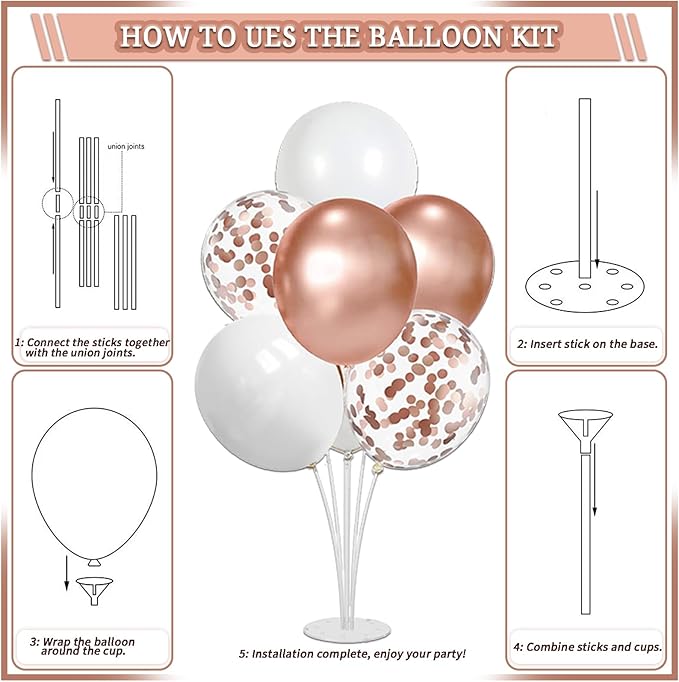 274 Pcs Rose Gold Bridal Shower Decorations, Bachelorette Party Decorations Favors - "BRIDE TO BE" Banner, Veil, Balloon, Photo Props, Tableware with Rose Gold for 25 Guests