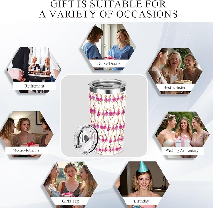 Dancer Gifts for Girls, Dance Recital Gifts,20 oz Insulated Tumbler, Tumbler with Lid, Vacuum Travel Coffee Mug Stainless Steel Cup Gift for Women Ballet Dancing Girl Teacher Christmas Birthday