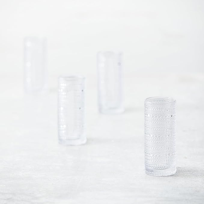 Fortessa Jupiter Hobnail Glass, 11 Ounce Collins/High Ball (Set of 2), Clear