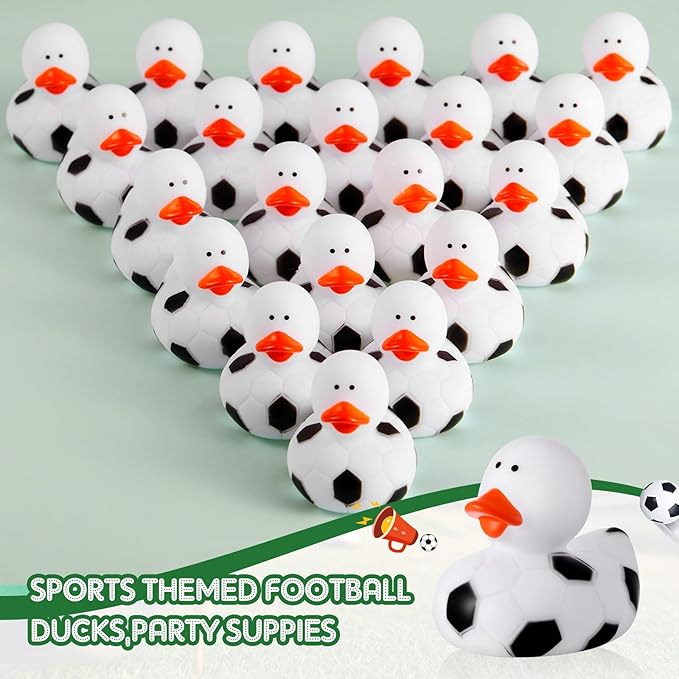 Deekin Rubber Ducks 2 Inch Bulk Sport Party Favors for Team Events Decorations Birthday Party Supplies Club Player Gift(50 Pcs,Soccer)