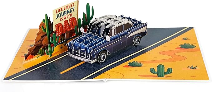 CUTPOPUP Birthday Card Pop Up, 3D Birthday Greeting, Father's Day Card for Men, Grandpa, Dad, Godfather, Husband, Son (Classic Car)