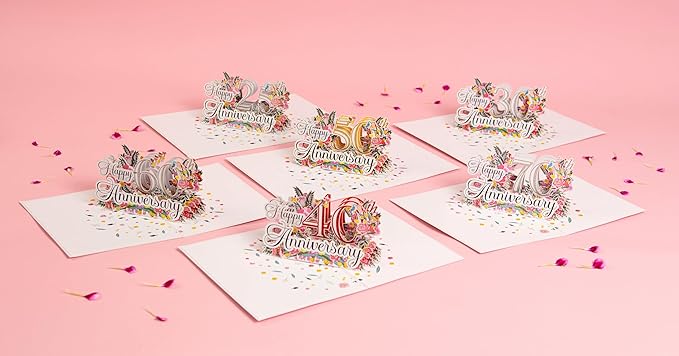 Happy 25th Anniversary Cards, Wedding Anniversary Card to Husband, Happy Anniversary Pop Up for Couple Husband Wife Him Her Parent (Size 6x8 in – Happy 25th Anniversary)