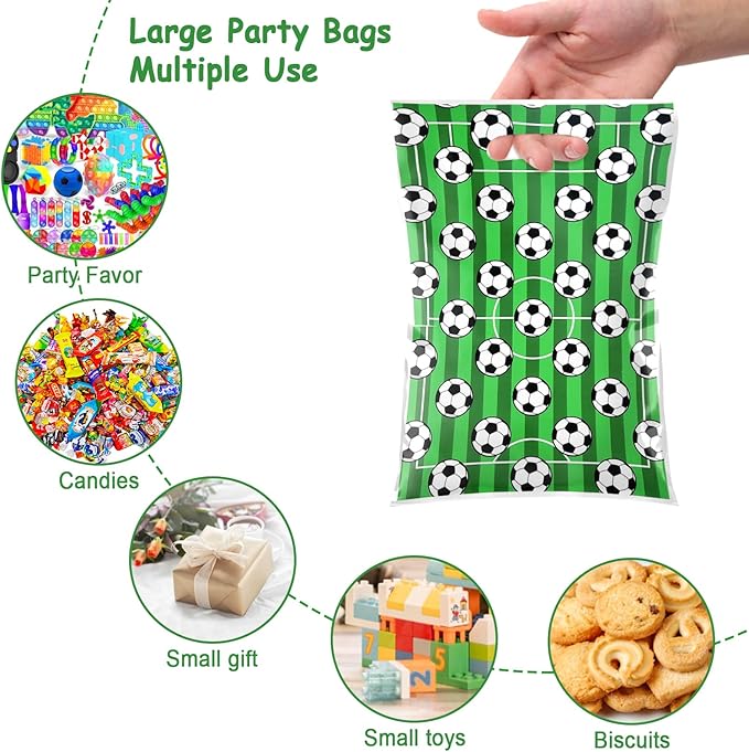 Agaommio Soccer Goodie Bags Party Favors,Christmas Gift Bag 50pcs Soccer Gift Bags for Team Goody Snacks Candy Treat Bag Football Party Decorations Birthday Supplies Gifts for Kids Games Sports Theme (B)