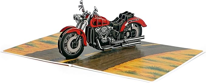 CUTPOPUP Birthday Card Pop Up, 3D Birthday Greeting, Father's Day Card for Grandpa, Dad, Godfather, Husband, Son (Classic Motorcycle)