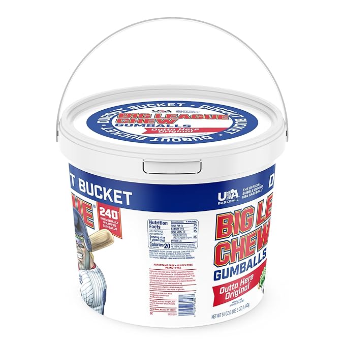 Big League Team Rally Bucket 240 Individually Wrapped Gumballs Net Wt. 50.8 oz