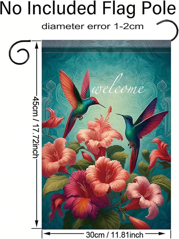 Starlit Patio Hummingbird Spring Flowers Garden Flag 12 x 18 Inch Double Sided Hummingbird Floral Welcome Garden Flag Seasonal Spring Summer Welcome Yard Outdoor Small Flag