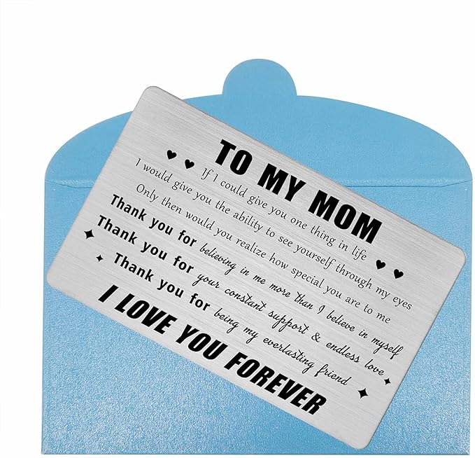 Jzxwan Mom Gifts from Daughter Son, I Love My Mom Birthday Valentines Day Card for Women, Thank You Mother Present from Daughter Son