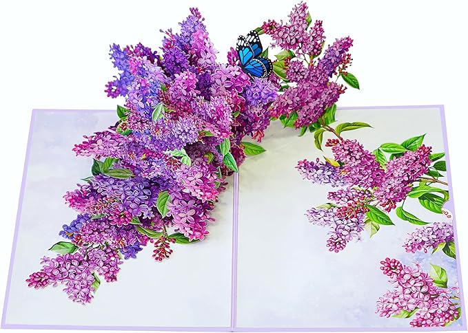 Lilac Happy 80th Birthday Cards, 3D Birthday Cards for Women, 6x8in Ideal Pop Up Gifts for Mom, Wife, Him, Her, Daughter, Sister, Grandma (PQ Lilac 80th)