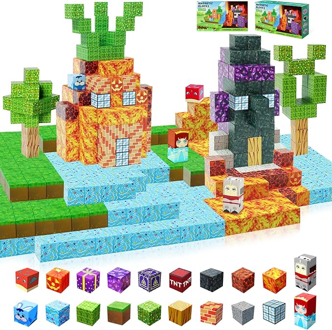 Magnetic Blocks - 100pcs Magnetic Building Blocks,1inch Magnetic Cubes Building Blocks Toys for Halloween Christmas Birthday Gift - STEM Sensory Toys for 3+ Years Old Girl Boys