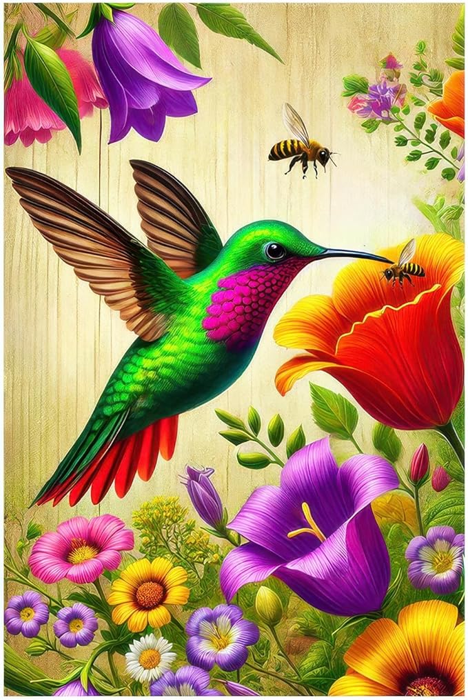 BlissYard Spring Garden Flag 12x18 Inch Double Sided Hummingbird Welcome Small Flags For Outside Outdoor Decor Farmhouse Holiday Spring Summer Seasonal Decorations Yard Flags