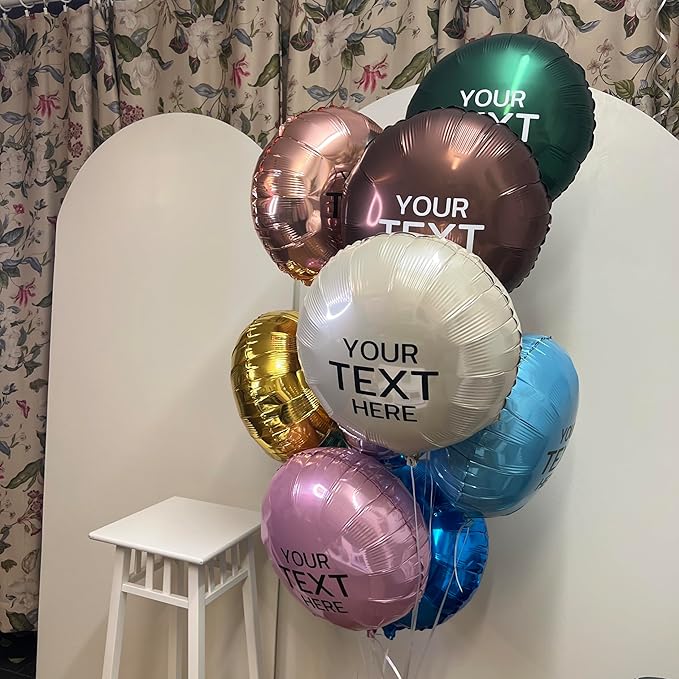 Сustom Balloons Name Personalized foil Balloon Round 19 inch Satin and Glossy Colors Any Text Gift Idea Surprise Customizable Birthday Wedding Anniversary Party Decoration Gifts Surprise