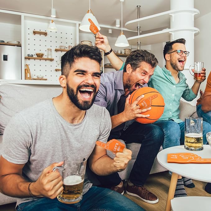 Sinmoe 24 Pcs Mini Foam Finger Baseball Fan Mini Foam Finger, We're #1 Sports Themed Party Supplies for Baseball Hockey Football Basketball Events Team Gifts(Orange)