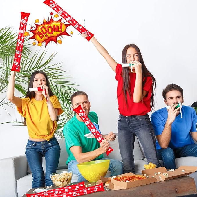 Hungdao 100 Pcs Thunder Sticks Spirit Boom Sticks Cheerleading Football Noise Makers Inflatable Noisemakers for Party Dance Basketball Sporting Event