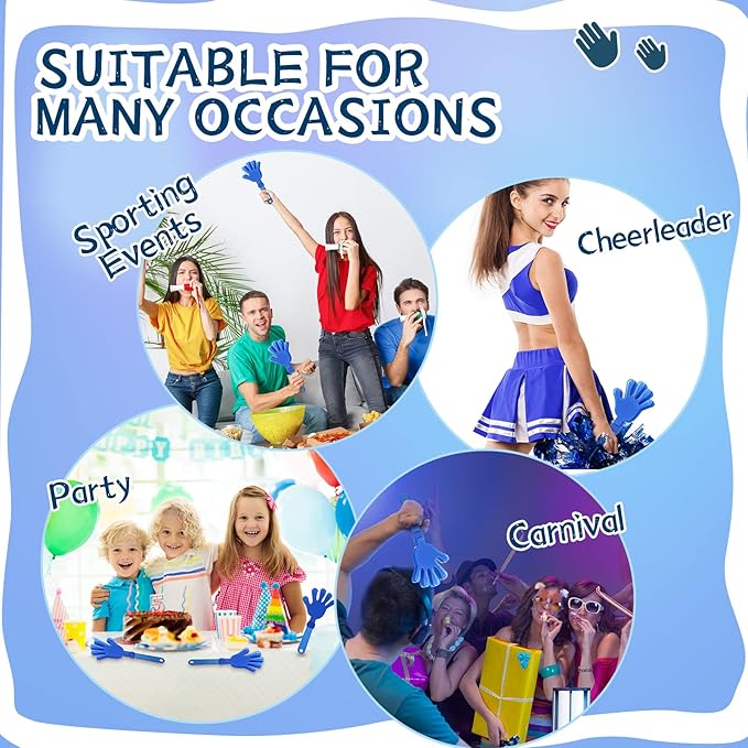 24 Pcs Royal Blue Hand Clappers 7.5 Inch Clappers Noisemakers Noise Makers Party Favors Plastic Clapper Sporting Events Cheers Ball Dance Basketball Football Noisemakers (Royal Blue)